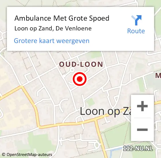 Locatie op kaart van de 112 melding: Ambulance Met Grote Spoed Naar Loon op Zand, De Venloene op 10 december 2017 18:11