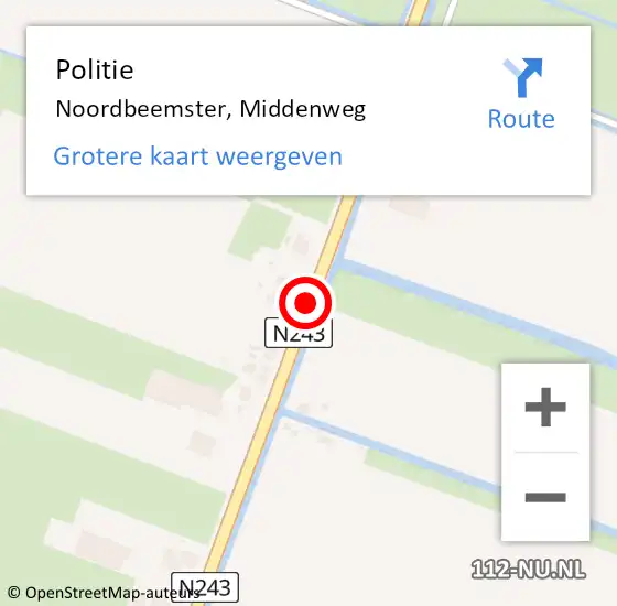 Locatie op kaart van de 112 melding: Politie Noordbeemster, Middenweg op 10 december 2017 18:25