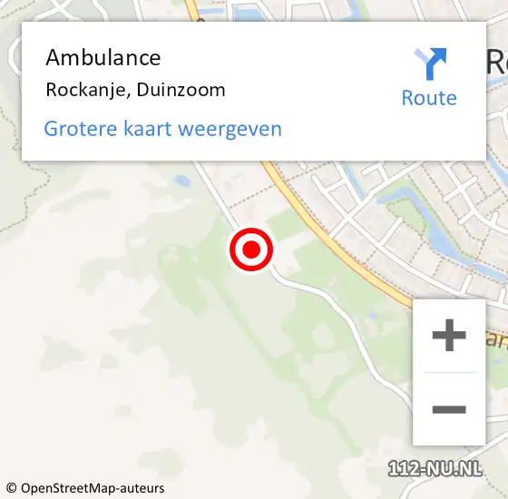 Locatie op kaart van de 112 melding: Ambulance Rockanje, Duinzoom op 10 december 2017 19:44