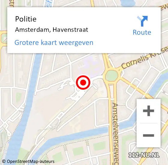 Locatie op kaart van de 112 melding: Politie Amsterdam, Havenstraat op 10 december 2017 19:47