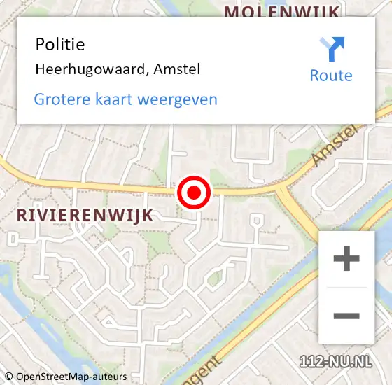 Locatie op kaart van de 112 melding: Politie Heerhugowaard, Amstel op 10 december 2017 19:56