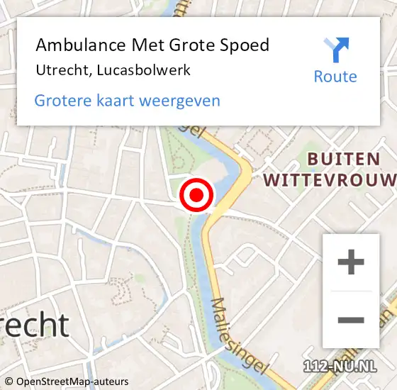 Locatie op kaart van de 112 melding: Ambulance Met Grote Spoed Naar Utrecht, Lucasbolwerk op 10 december 2017 22:02