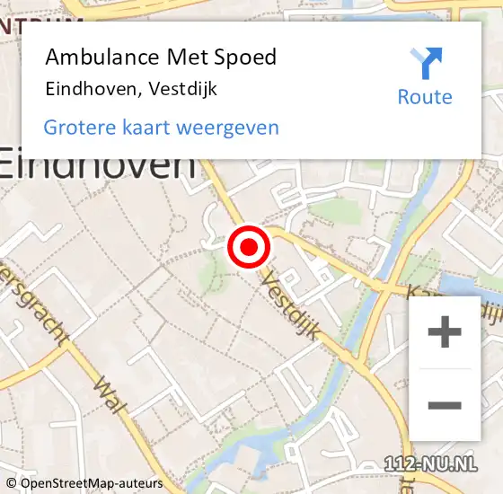 Locatie op kaart van de 112 melding: Ambulance Met Spoed Naar Eindhoven, Vestdijk op 10 december 2017 22:46