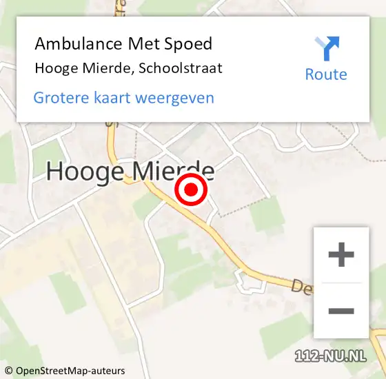 Locatie op kaart van de 112 melding: Ambulance Met Spoed Naar Hooge Mierde, Schoolstraat op 10 december 2017 23:03