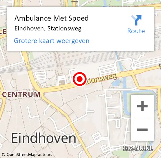 Locatie op kaart van de 112 melding: Ambulance Met Spoed Naar Eindhoven, Stationsweg op 11 december 2017 00:26