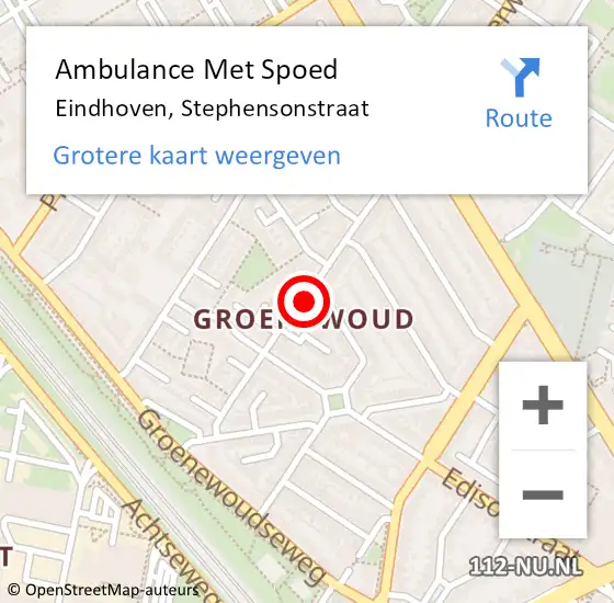 Locatie op kaart van de 112 melding: Ambulance Met Spoed Naar Eindhoven, Stephensonstraat op 11 december 2017 01:10