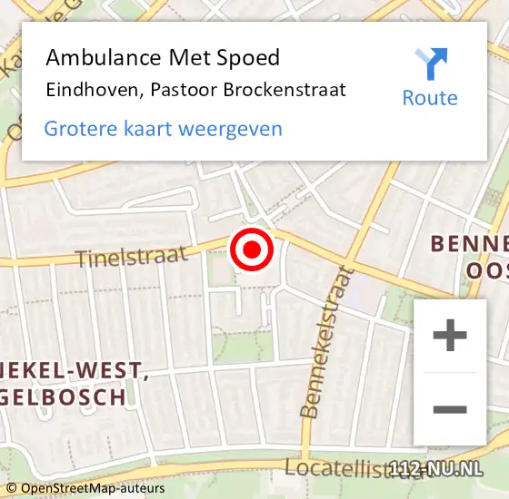 Locatie op kaart van de 112 melding: Ambulance Met Spoed Naar Eindhoven, Pastoor Brockenstraat op 11 december 2017 04:38