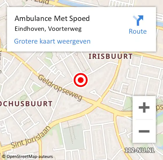Locatie op kaart van de 112 melding: Ambulance Met Spoed Naar Eindhoven, Voorterweg op 11 december 2017 07:06