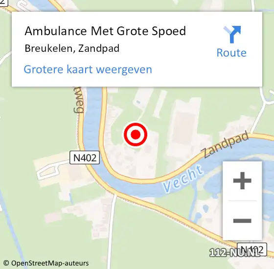 Locatie op kaart van de 112 melding: Ambulance Met Grote Spoed Naar Breukelen, Zandpad op 11 december 2017 07:16