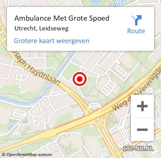 Locatie op kaart van de 112 melding: Ambulance Met Grote Spoed Naar Utrecht, Leidseweg op 11 december 2017 07:23