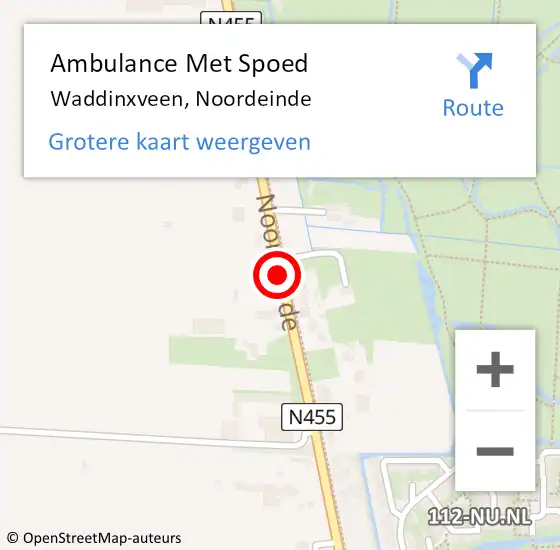 Locatie op kaart van de 112 melding: Ambulance Met Spoed Naar Waddinxveen, Noordeinde op 11 december 2017 07:46
