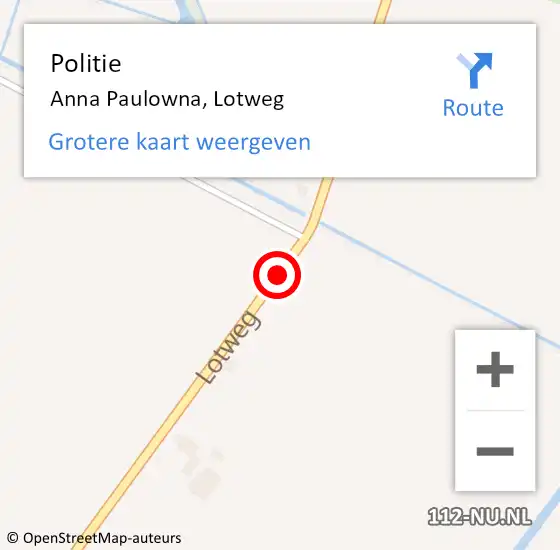 Locatie op kaart van de 112 melding: Politie Anna Paulowna, Lotweg op 11 december 2017 07:50