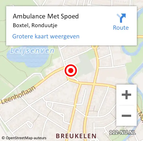 Locatie op kaart van de 112 melding: Ambulance Met Spoed Naar Boxtel, Ronduutje op 11 december 2017 07:52