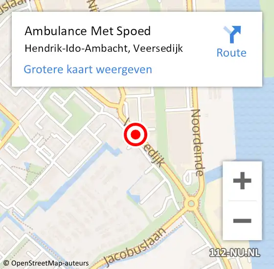 Locatie op kaart van de 112 melding: Ambulance Met Spoed Naar Hendrik-Ido-Ambacht, Veersedijk op 11 december 2017 08:11