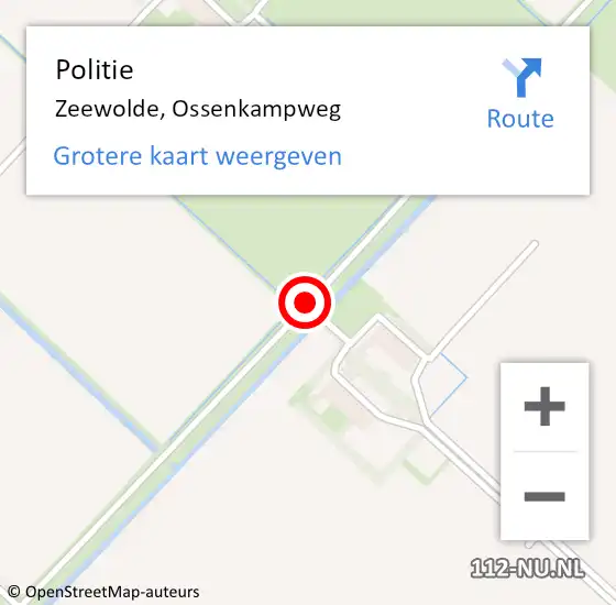 Locatie op kaart van de 112 melding: Politie Zeewolde, Ossenkampweg op 11 december 2017 08:40