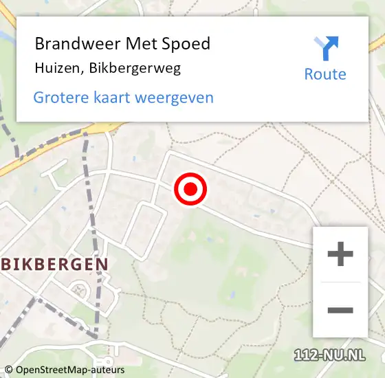 Locatie op kaart van de 112 melding: Brandweer Met Spoed Naar Huizen, Bikbergerweg op 11 december 2017 11:12