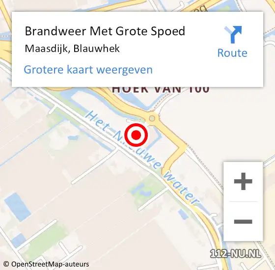 Locatie op kaart van de 112 melding: Brandweer Met Grote Spoed Naar Maasdijk, Blauwhek op 11 december 2017 11:13