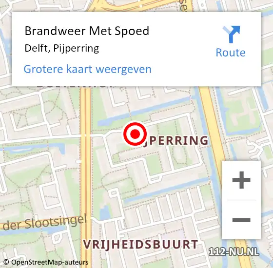 Locatie op kaart van de 112 melding: Brandweer Met Spoed Naar Delft, Pijperring op 11 december 2017 11:33