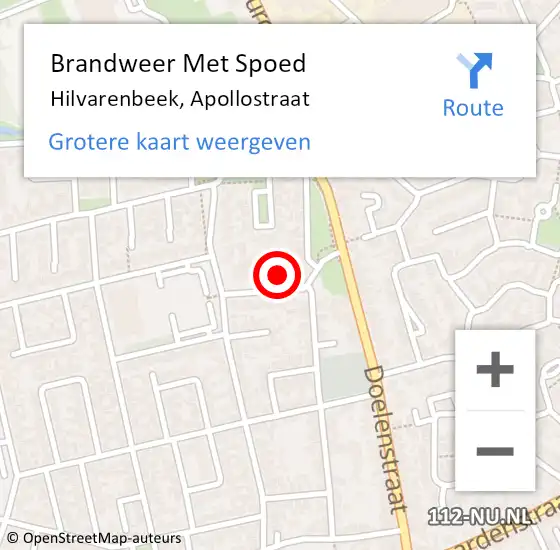Locatie op kaart van de 112 melding: Brandweer Met Spoed Naar Hilvarenbeek, Apollostraat op 11 december 2017 12:01