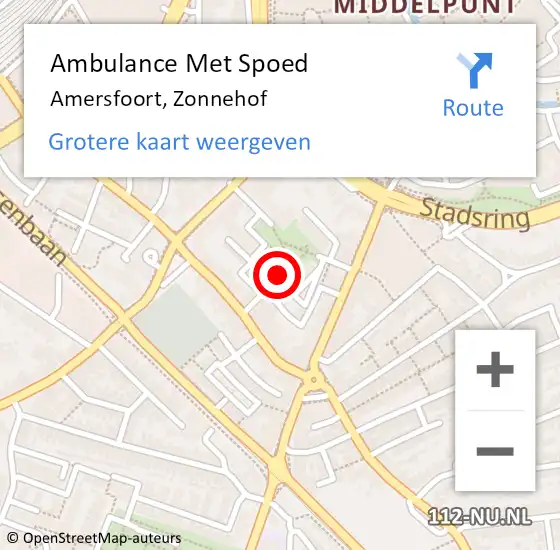 Locatie op kaart van de 112 melding: Ambulance Met Spoed Naar Amersfoort, Zonnehof op 11 december 2017 12:05