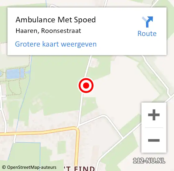 Locatie op kaart van de 112 melding: Ambulance Met Spoed Naar Haaren, Roonsestraat op 11 december 2017 12:09