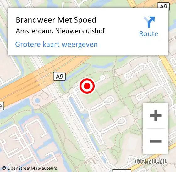 Locatie op kaart van de 112 melding: Brandweer Met Spoed Naar Amsterdam, Nieuwersluishof op 11 december 2017 12:09