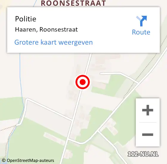 Locatie op kaart van de 112 melding: Politie Haaren, Roonsestraat op 11 december 2017 12:10