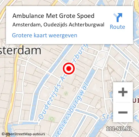 Locatie op kaart van de 112 melding: Ambulance Met Grote Spoed Naar Amsterdam, Oudezijds Achterburgwal op 11 december 2017 12:14