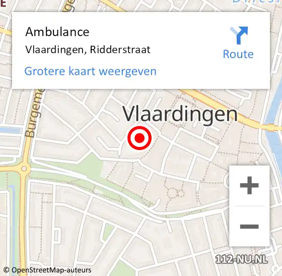 Locatie op kaart van de 112 melding: Ambulance Vlaardingen, Ridderstraat op 11 december 2017 13:06
