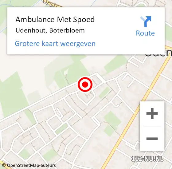 Locatie op kaart van de 112 melding: Ambulance Met Spoed Naar Udenhout, Boterbloem op 11 december 2017 14:44