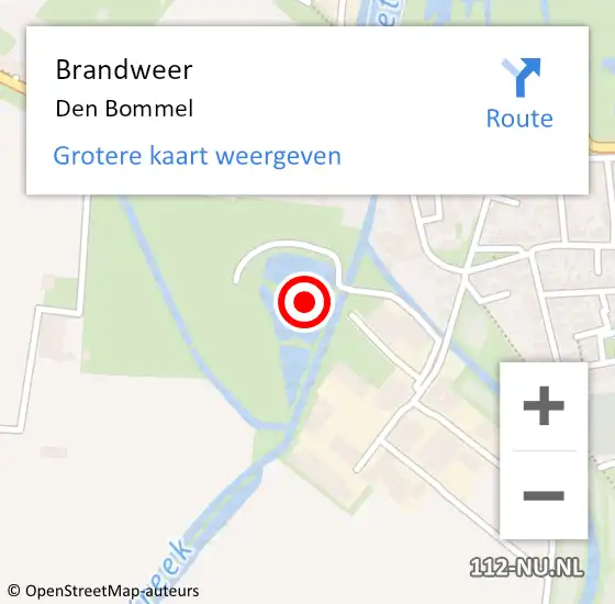 Locatie op kaart van de 112 melding: Brandweer Den Bommel op 11 december 2017 15:02