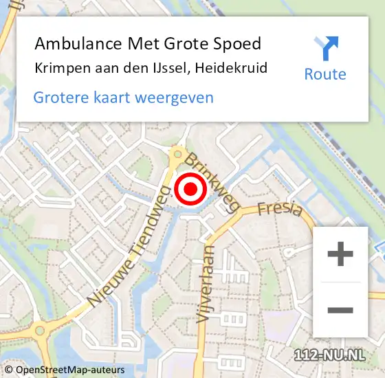 Locatie op kaart van de 112 melding: Ambulance Met Grote Spoed Naar Krimpen aan den IJssel, Heidekruid op 11 december 2017 15:22