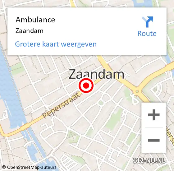 Locatie op kaart van de 112 melding: Ambulance Zaandam op 11 december 2017 15:32