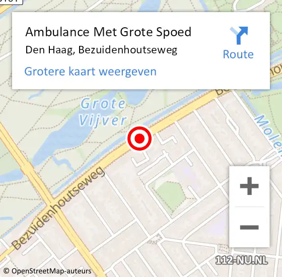 Locatie op kaart van de 112 melding: Ambulance Met Grote Spoed Naar Den Haag, Bezuidenhoutseweg op 11 december 2017 15:41