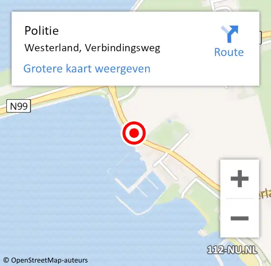 Locatie op kaart van de 112 melding: Politie Westerland, Verbindingsweg op 11 december 2017 16:00