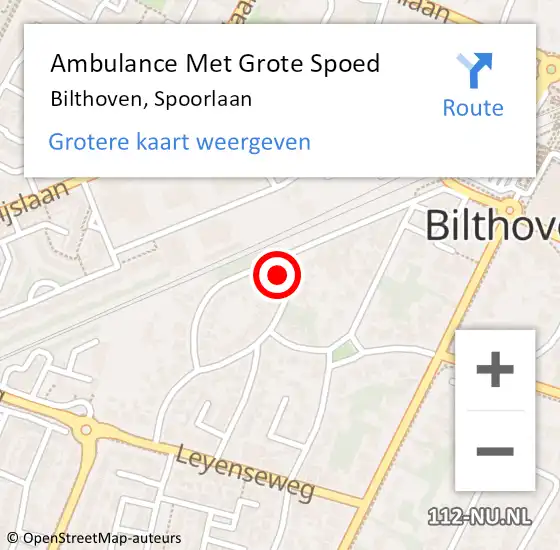 Locatie op kaart van de 112 melding: Ambulance Met Grote Spoed Naar Bilthoven, Spoorlaan op 11 december 2017 17:23