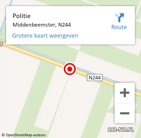 Locatie op kaart van de 112 melding: Politie Middenbeemster, N244 op 11 december 2017 17:59