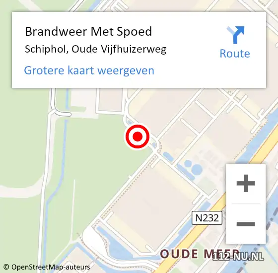 Locatie op kaart van de 112 melding: Brandweer Met Spoed Naar Schiphol, Oude Vijfhuizerweg op 11 december 2017 19:07