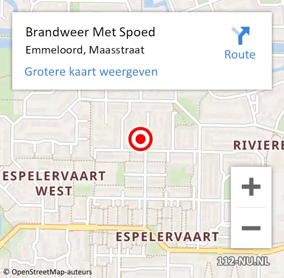 Locatie op kaart van de 112 melding: Brandweer Met Spoed Naar Emmeloord, Maasstraat op 9 februari 2014 16:02