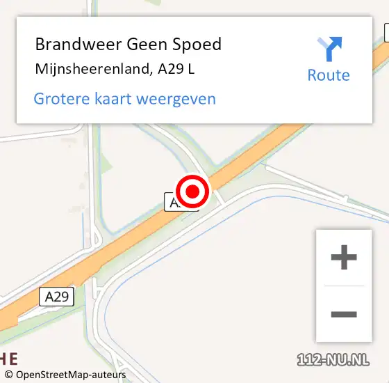 Locatie op kaart van de 112 melding: Brandweer Geen Spoed Naar Mijnsheerenland, A29 L op 11 december 2017 20:15