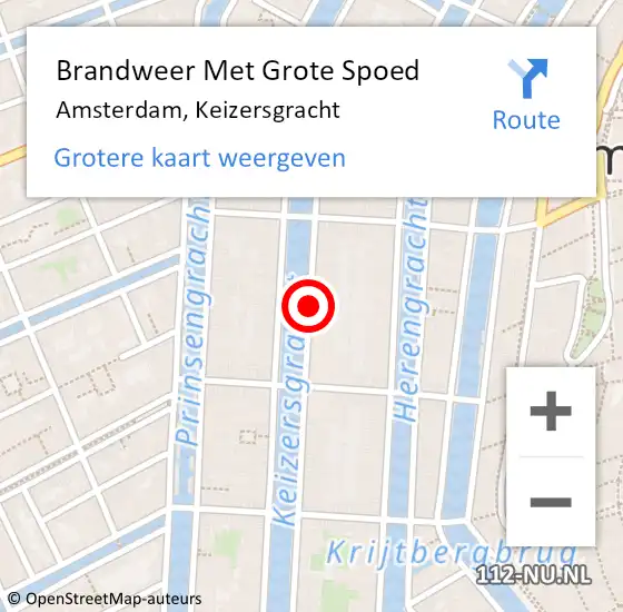 Locatie op kaart van de 112 melding: Brandweer Met Grote Spoed Naar Amsterdam, Keizersgracht op 11 december 2017 20:20