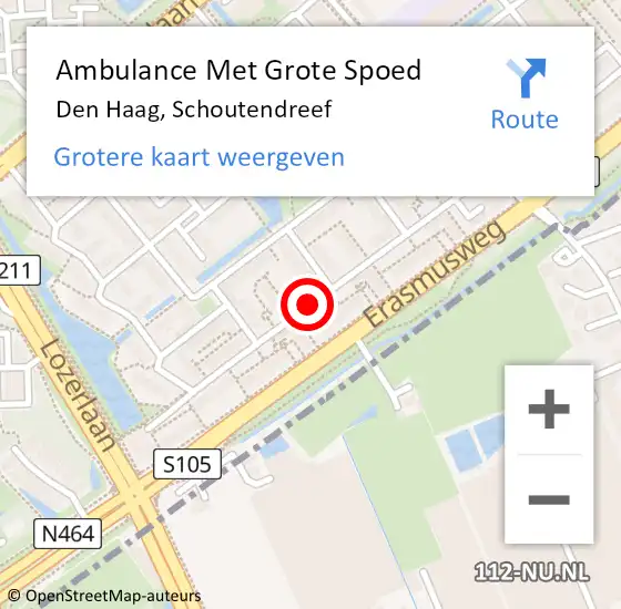 Locatie op kaart van de 112 melding: Ambulance Met Grote Spoed Naar Den Haag, Schoutendreef op 11 december 2017 21:44