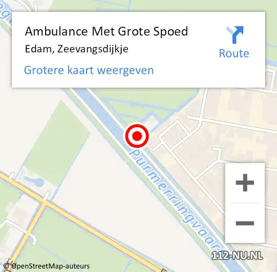Locatie op kaart van de 112 melding: Ambulance Met Grote Spoed Naar Edam, Zeevangsdijkje op 12 december 2017 10:46