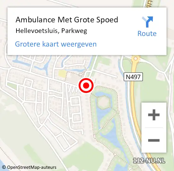Locatie op kaart van de 112 melding: Ambulance Met Grote Spoed Naar Hellevoetsluis, Parkweg op 12 december 2017 13:14