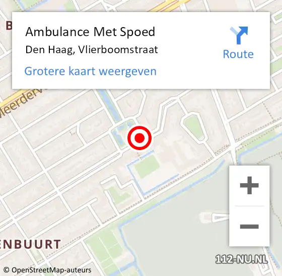 Locatie op kaart van de 112 melding: Ambulance Met Spoed Naar Den Haag, Vlierboomstraat op 12 december 2017 15:03