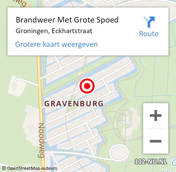 Locatie op kaart van de 112 melding: Brandweer Met Grote Spoed Naar Groningen, Eckhartstraat op 12 december 2017 15:15