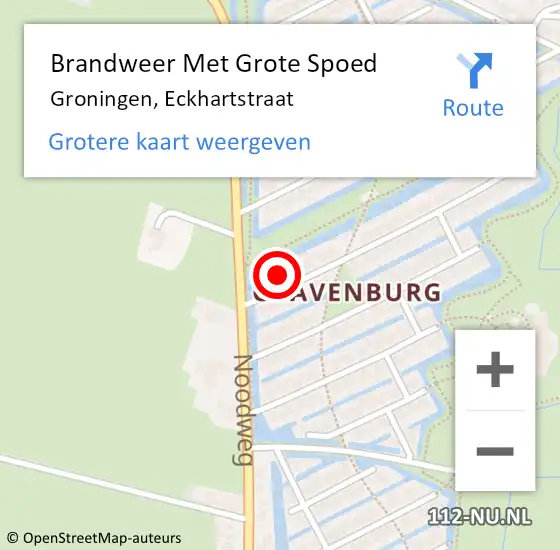 Locatie op kaart van de 112 melding: Brandweer Met Grote Spoed Naar Groningen, Eckhartstraat op 12 december 2017 15:33
