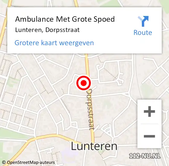 Locatie op kaart van de 112 melding: Ambulance Met Grote Spoed Naar Lunteren, Dorpsstraat op 12 december 2017 16:49
