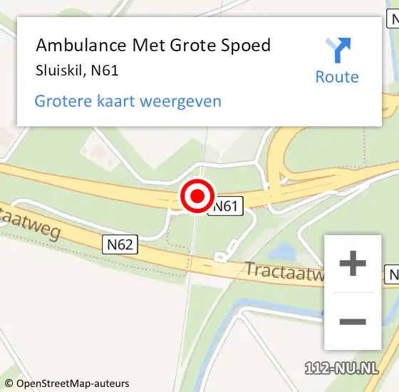 Locatie op kaart van de 112 melding: Ambulance Met Grote Spoed Naar Sluiskil, N61 op 12 december 2017 17:32