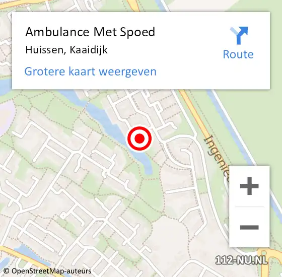 Locatie op kaart van de 112 melding: Ambulance Met Spoed Naar Huissen, Kaaidijk op 12 december 2017 19:53